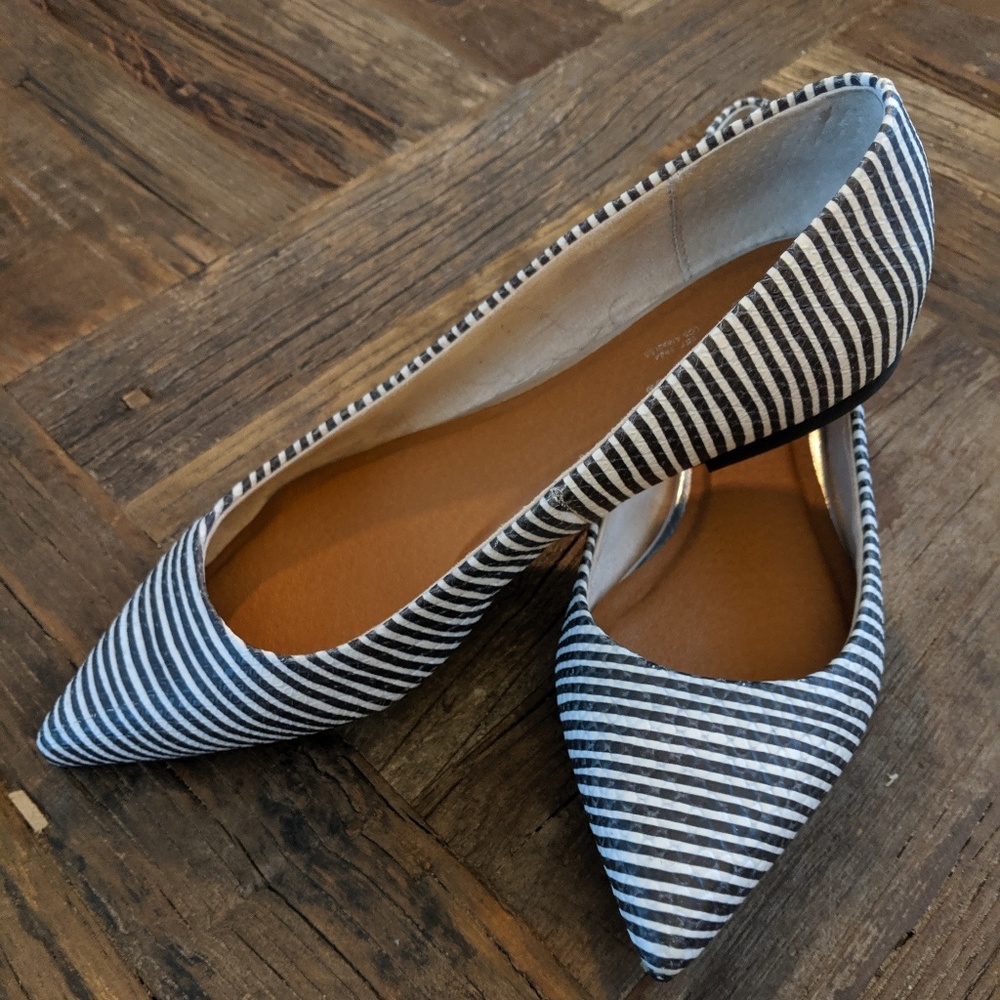 Seychelles Black and White Striped Flats